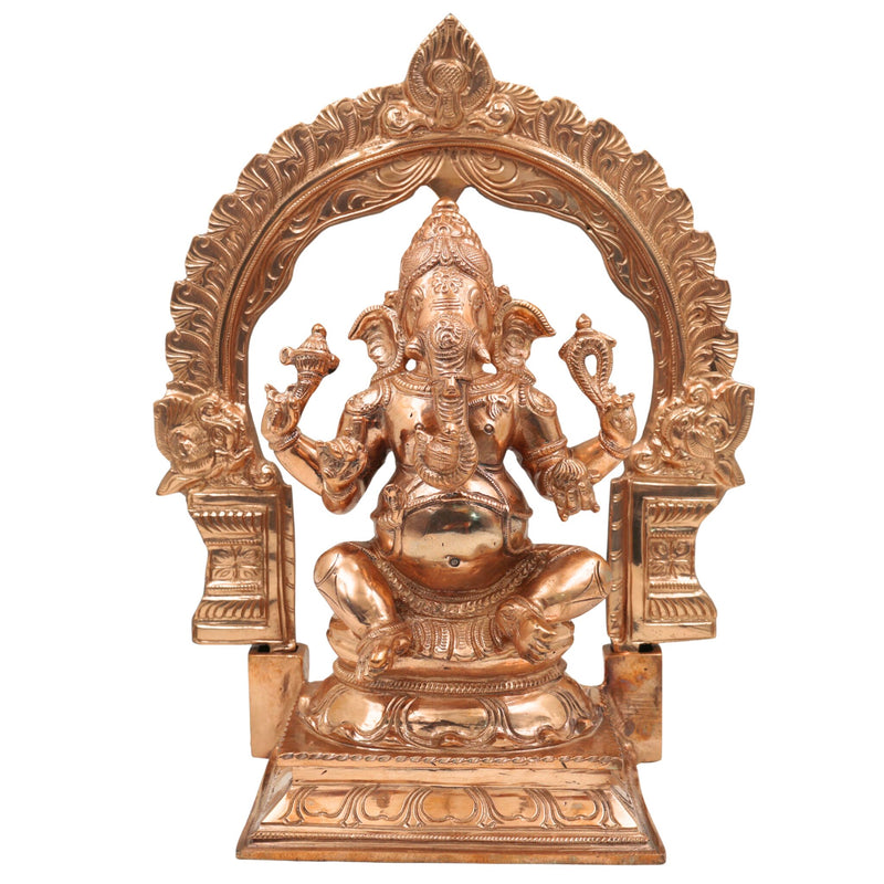 Bronze Handcrafted Panchaloha Ganesha Idol, Vinayaka Ganapati Ekadanta Murti for Pooja, Home Temple, Vastu & Gift Decor, Gold, 11.5 Inch, 1 Piece