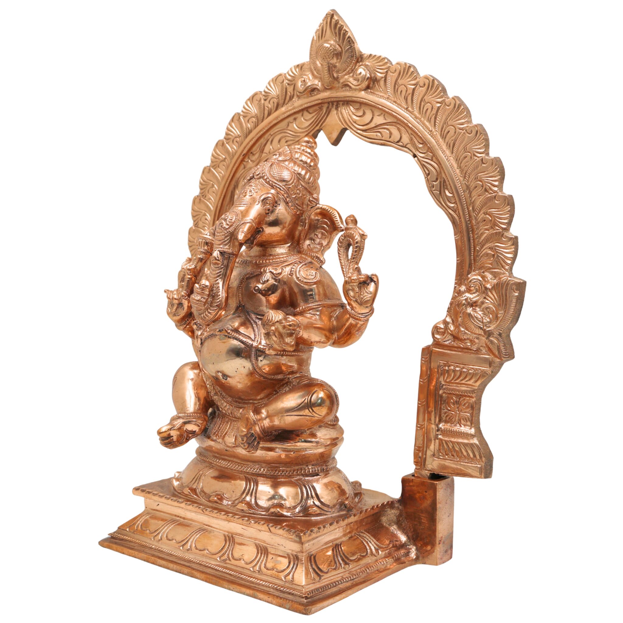 Bronze Handcrafted Panchaloha Ganesha Idol, Vinayaka Ganapati Ekadanta Murti for Pooja, Home Temple, Vastu & Gift Decor, Gold, 11.5 Inch, 1 Piece