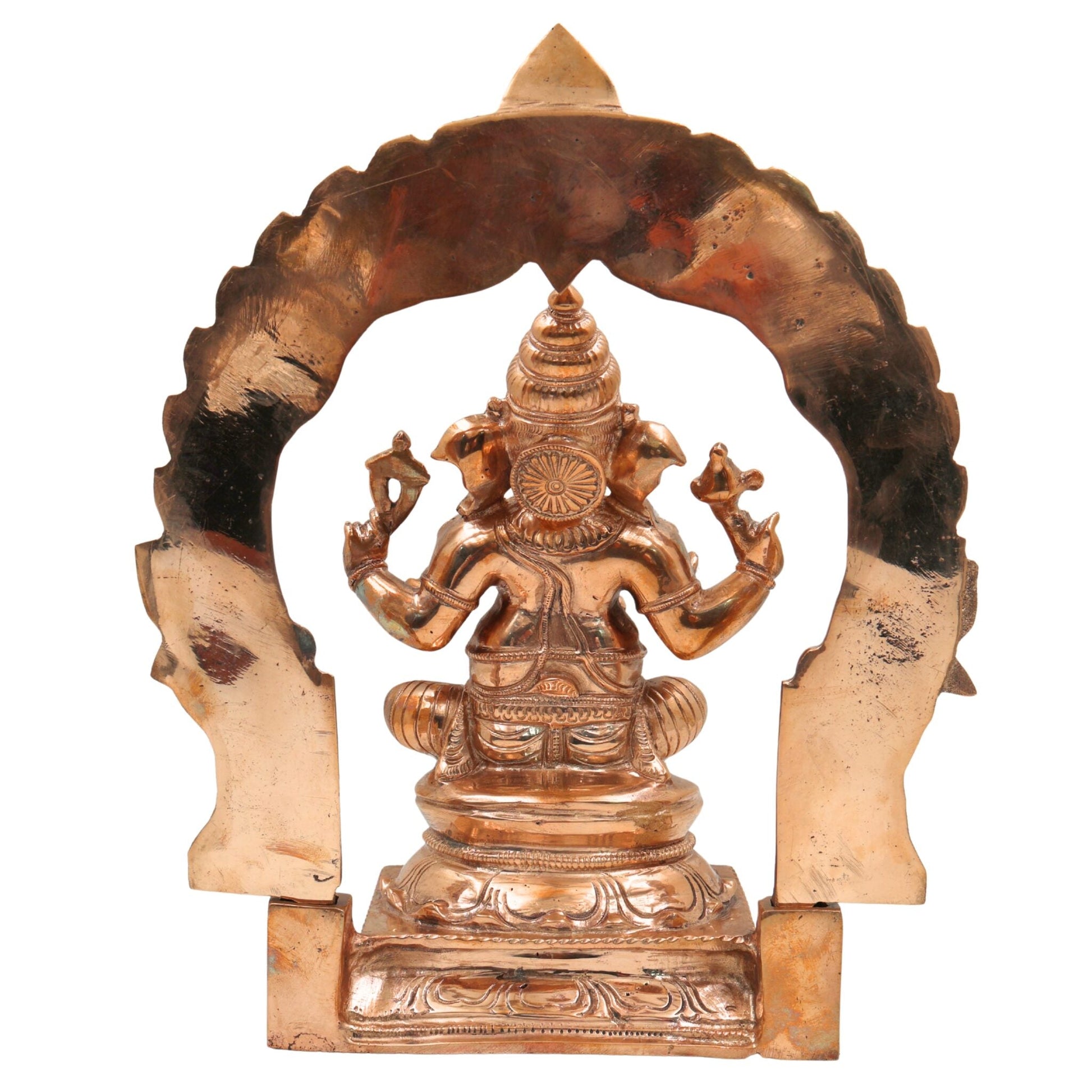 Bronze Handcrafted Panchaloha Ganesha Idol, Vinayaka Ganapati Ekadanta Murti for Pooja, Home Temple, Vastu & Gift Decor, Gold, 11.5 Inch, 1 Piece