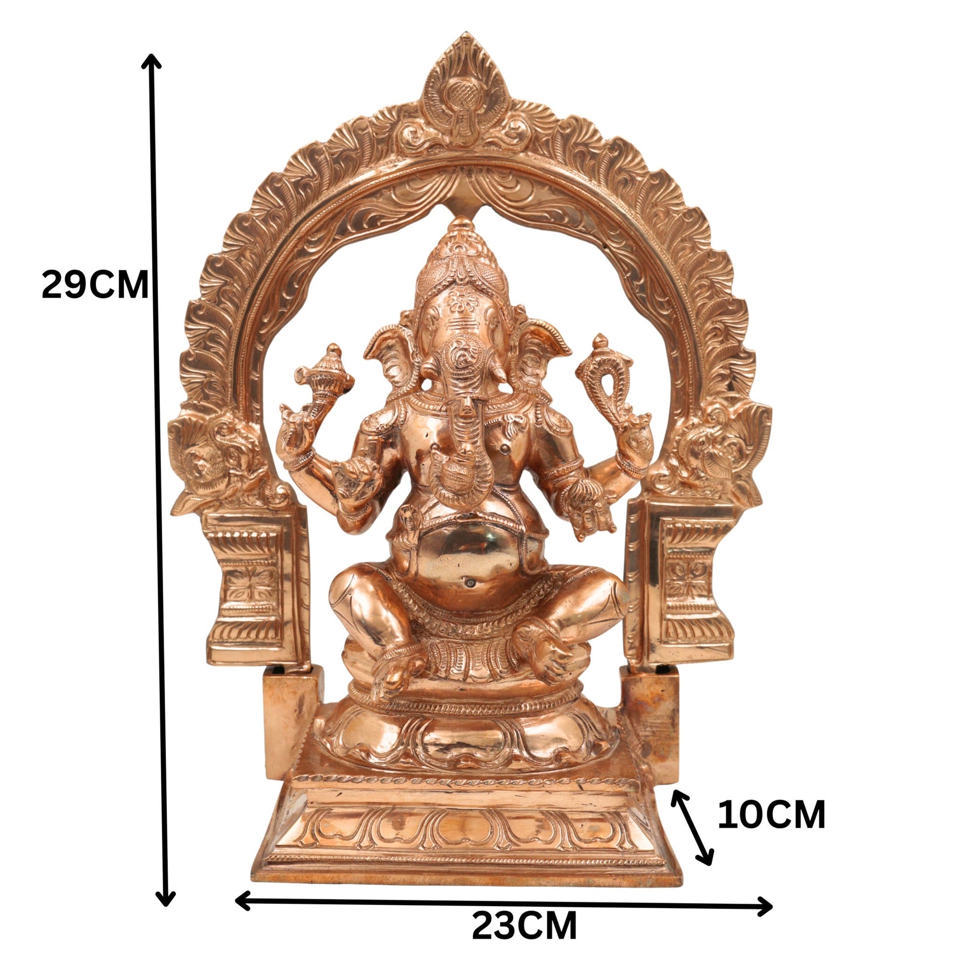 Bronze Handcrafted Panchaloha Ganesha Idol, Vinayaka Ganapati Ekadanta Murti for Pooja, Home Temple, Vastu & Gift Decor, Gold, 11.5 Inch, 1 Piece