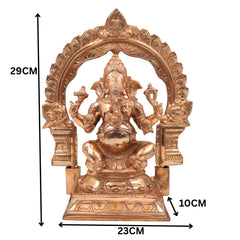 Bronze Handcrafted Panchaloha Ganesha Idol, Vinayaka Ganapati Ekadanta Murti for Pooja, Home Temple, Vastu & Gift Decor, Gold, 11.5 Inch, 1 Piece