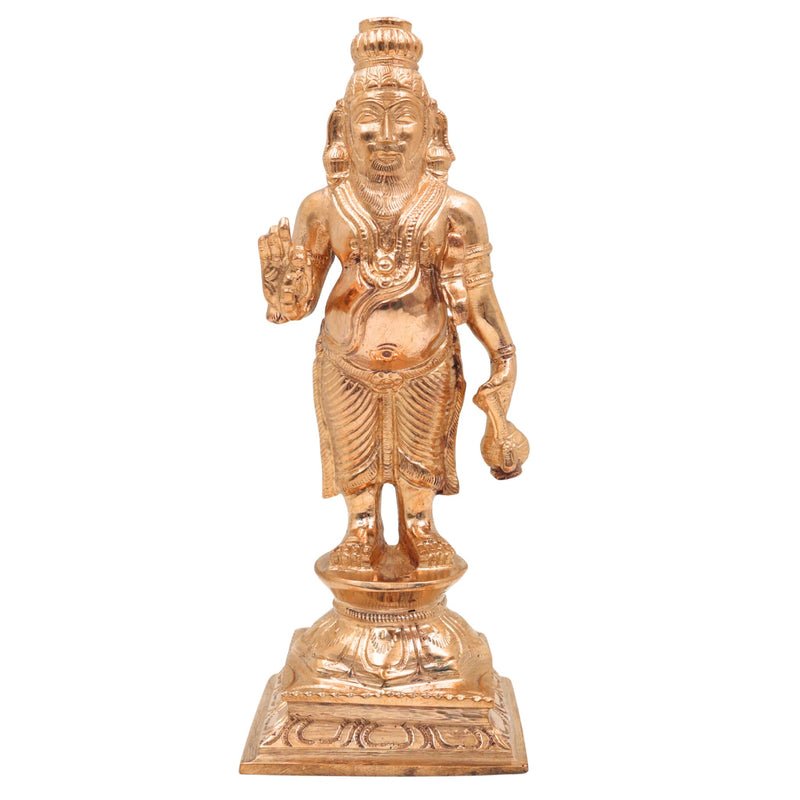 Handcrafted Bronze Agastya Idol | Panchaloha Agathiyar / Agasthya Muni / Siddhar Sculpture | Chola Art South Indian Sage Murti for Pooja & Vastu, Gold, 4.5 Inch, 1 Piece