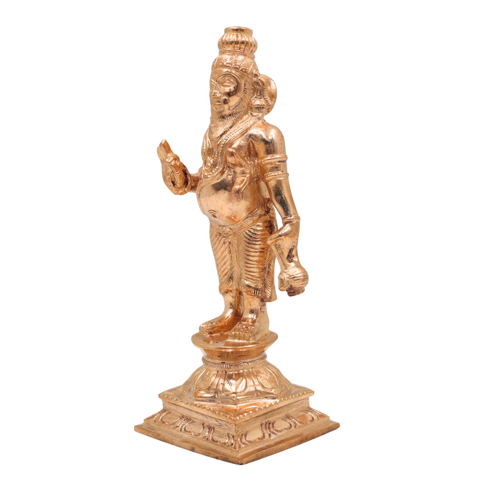 Handcrafted Bronze Agastya Idol | Panchaloha Agathiyar / Agasthya Muni / Siddhar Sculpture | Chola Art South Indian Sage Murti for Pooja & Vastu, Gold, 4.5 Inch, 1 Piece