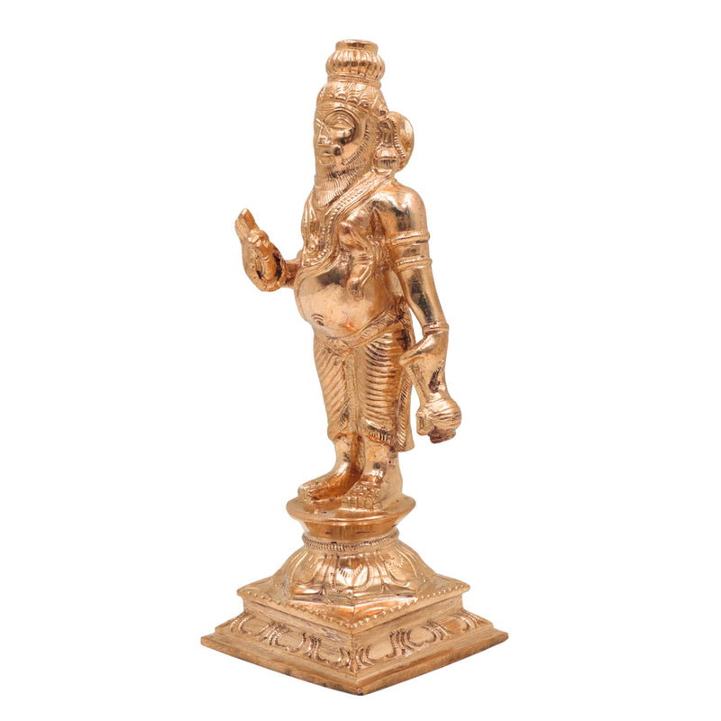 Handcrafted Bronze Agastya Idol | Panchaloha Agathiyar / Agasthya Muni / Siddhar Sculpture | Chola Art South Indian Sage Murti for Pooja & Vastu, Gold, 4.5 Inch, 1 Piece
