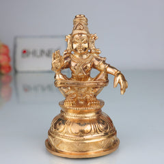 Bronze Swami Ayyappan Idol in Panchaloha – Manikanta | Dharma Shastha | Sabarimala Ayyappa Murti for Home Temple & Pooja, Gold, 4.5 Inch, 1 Piece