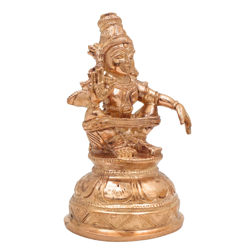 Bronze Swami Ayyappan Idol in Panchaloha – Manikanta | Dharma Shastha | Sabarimala Ayyappa Murti for Home Temple & Pooja, Gold, 4.5 Inch, 1 Piece