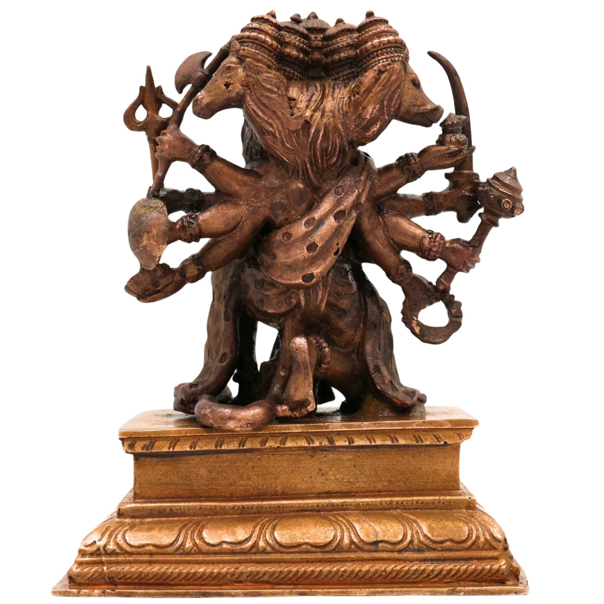 Bronze Panchamukhi Hanuman Idol, Handcrafted Five-Faced Bajrangbali Murti for Pooja, Home Decor, Brown, 5.5 Inch, 1 Piece