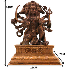 Bronze Panchamukhi Hanuman Idol, Handcrafted Five-Faced Bajrangbali Murti for Pooja, Home Decor, Brown, 5.5 Inch, 1 Piece