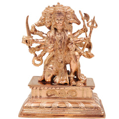Handcrafted Bronze Panchamukhi Hanuman Idol – Panchamukha Anjaneya | Panchaloha Bajrangbali Murti for Pooja & Temple Decor, Gold, 5.5 Inch, 1 Piece