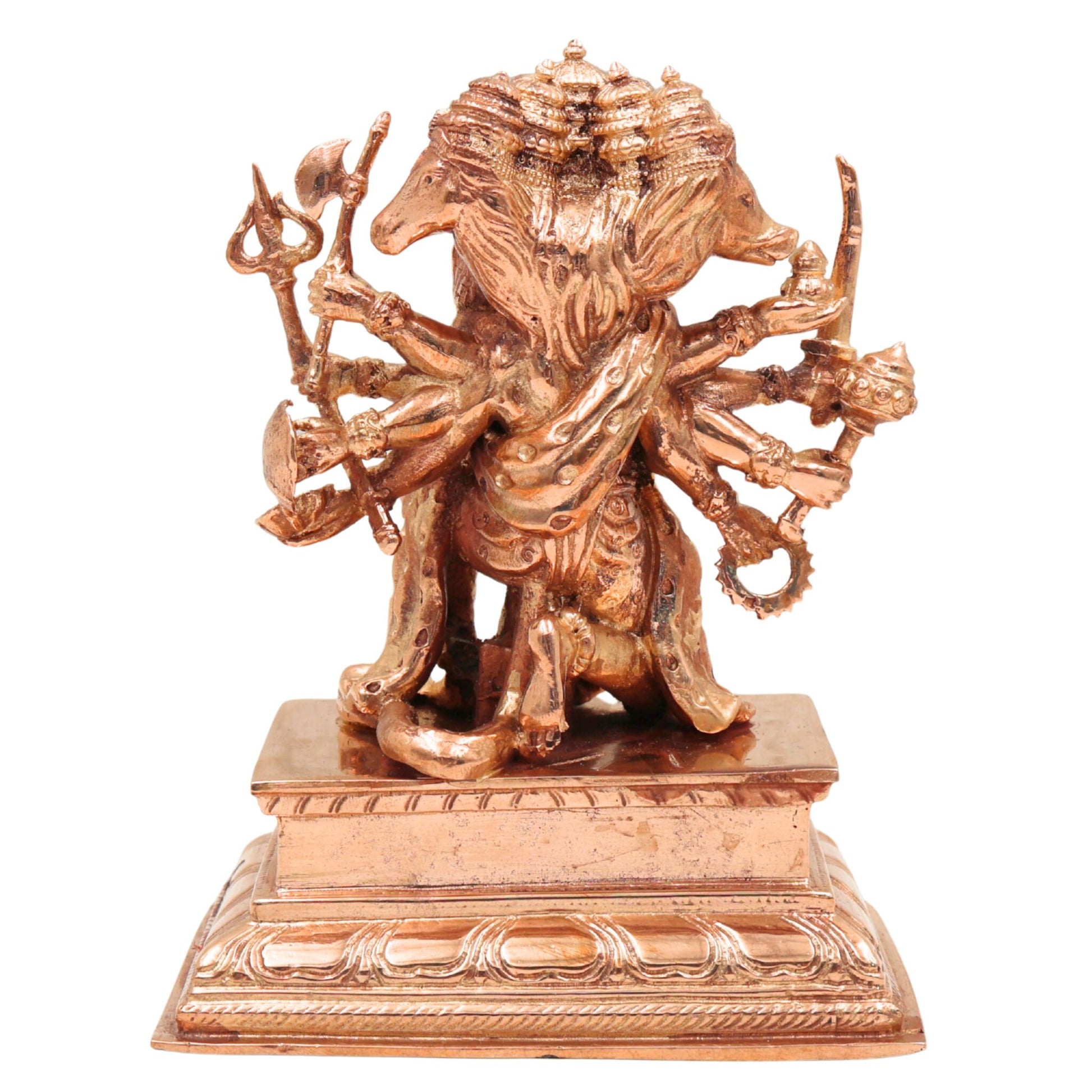 Handcrafted Bronze Panchamukhi Hanuman Idol – Panchamukha Anjaneya | Panchaloha Bajrangbali Murti for Pooja & Temple Decor, Gold, 5.5 Inch, 1 Piece