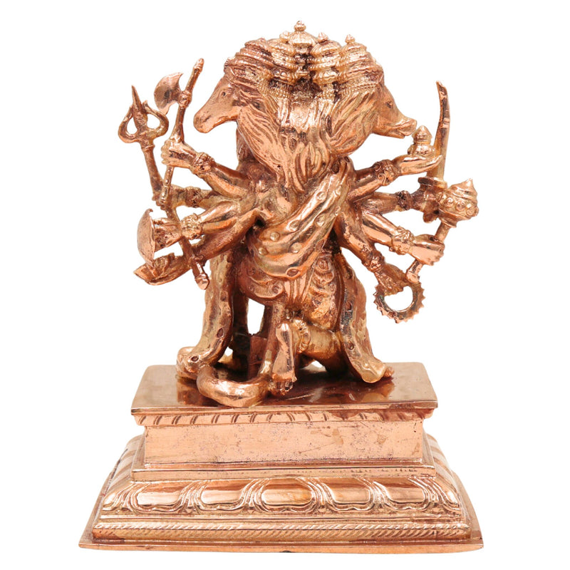 Handcrafted Bronze Panchamukhi Hanuman Idol – Panchamukha Anjaneya | Panchaloha Bajrangbali Murti for Pooja & Temple Decor, Gold, 5.5 Inch, 1 Piece