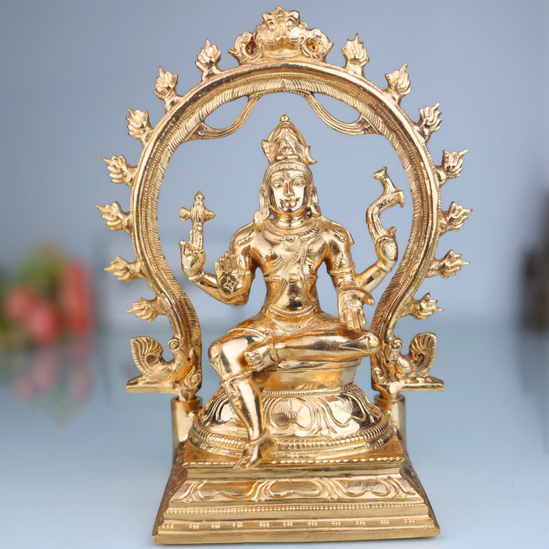 Handcrafted Bronze Lord Shiva Idol | Panchaloha Mahadev Murti – Adiyogi, Shankar, Neelkanth, Nataraja Statue for Home Temple & Decor, Gold, 10 Inch, 1 Piece