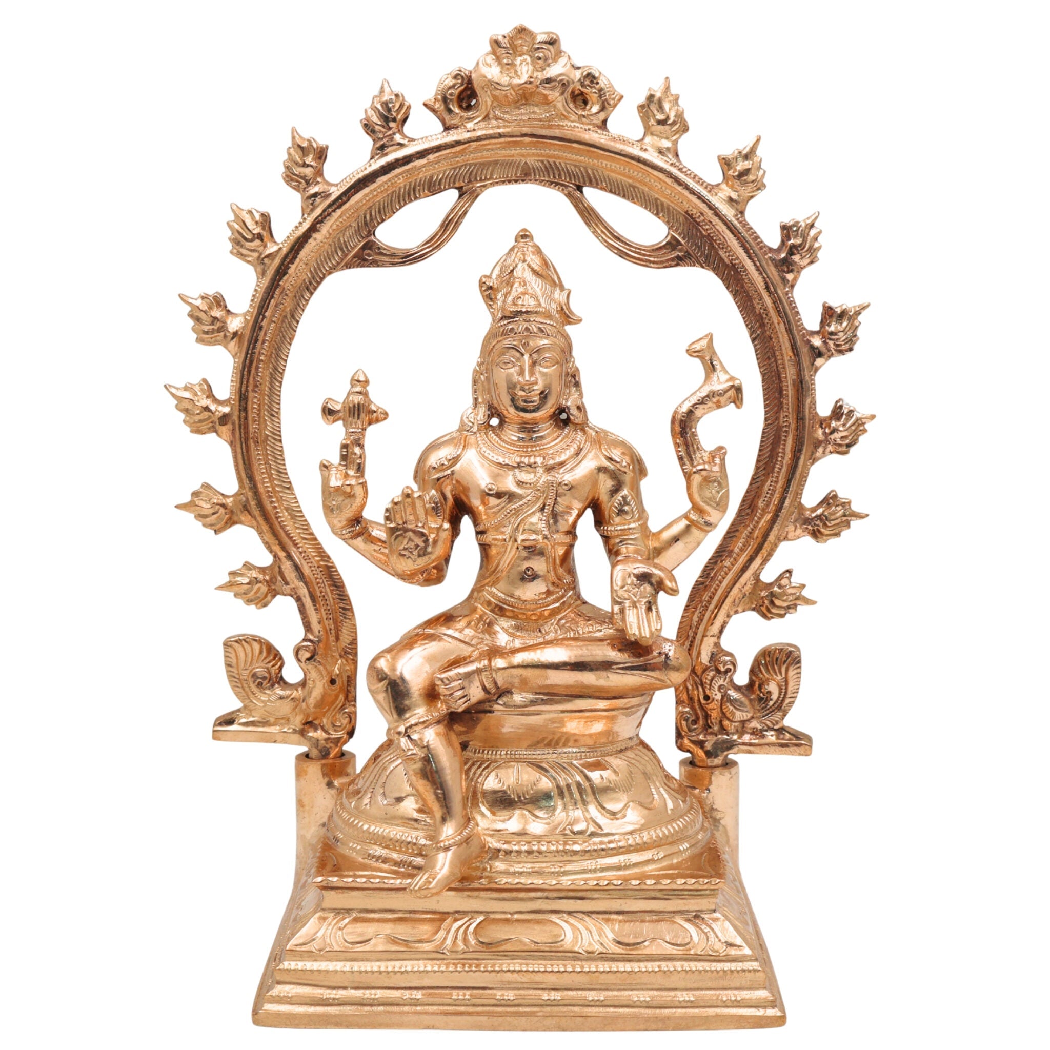 Handcrafted Bronze Lord Shiva Idol | Panchaloha Mahadev Murti – Adiyogi, Shankar, Neelkanth, Nataraja Statue for Home Temple & Decor, Gold, 10 Inch, 1 Piece