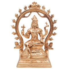 Handcrafted Bronze Lord Shiva Idol | Panchaloha Mahadev Murti – Adiyogi, Shankar, Neelkanth, Nataraja Statue for Home Temple & Decor, Gold, 10 Inch, 1 Piece