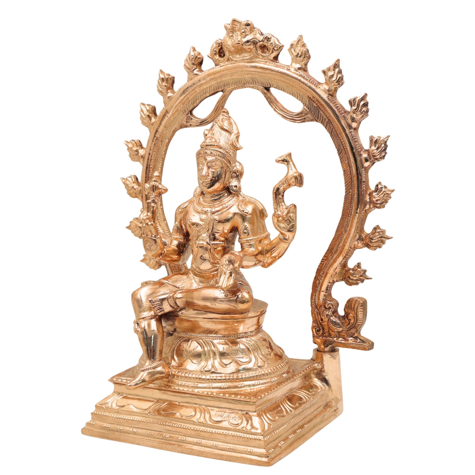 Handcrafted Bronze Lord Shiva Idol | Panchaloha Mahadev Murti – Adiyogi, Shankar, Neelkanth, Nataraja Statue for Home Temple & Decor, Gold, 10 Inch, 1 Piece