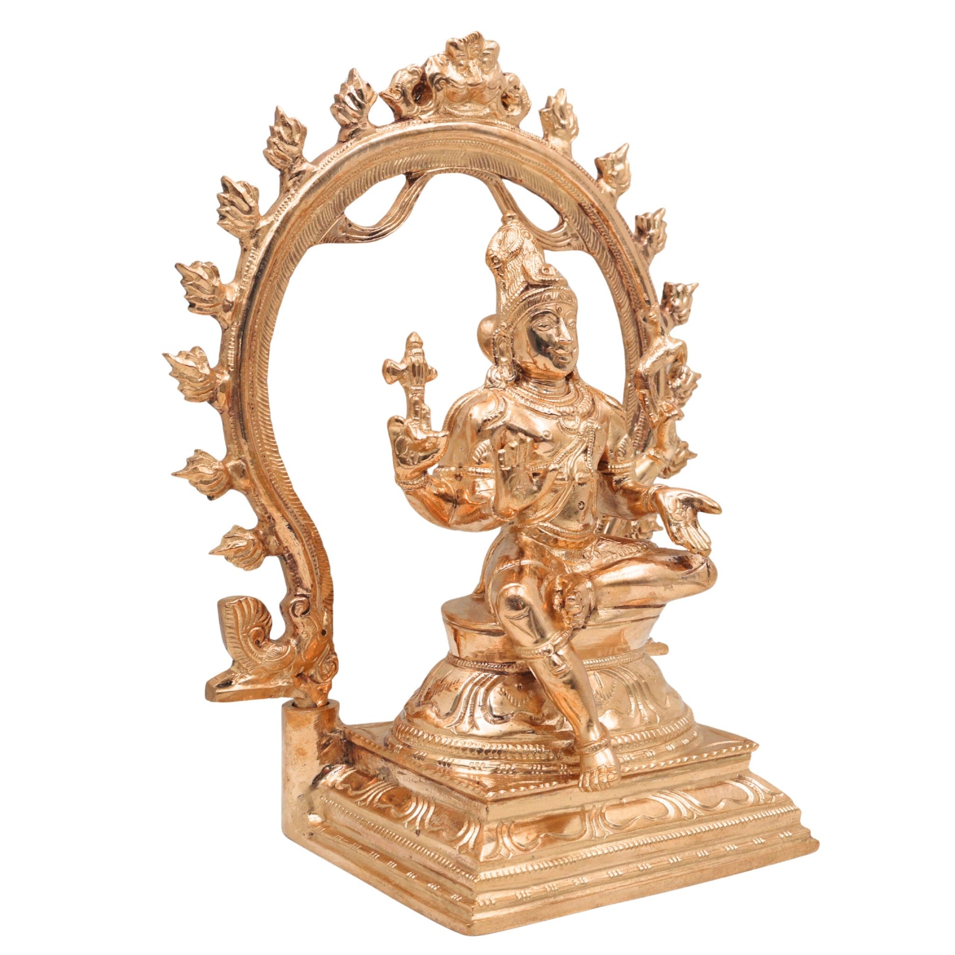 Handcrafted Bronze Lord Shiva Idol | Panchaloha Mahadev Murti – Adiyogi, Shankar, Neelkanth, Nataraja Statue for Home Temple & Decor, Gold, 10 Inch, 1 Piece