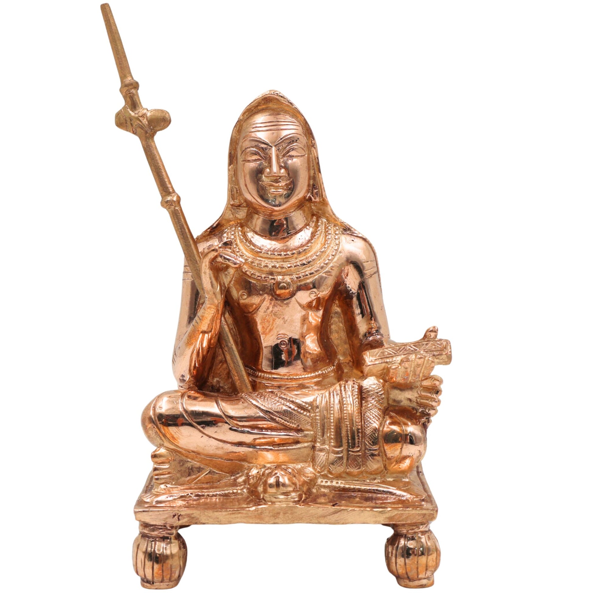 Handcrafted Bronze Adi Shankaracharya Idol | Panchaloha Jagadguru Shankara Murti | Advaita Vedanta Guru Statue in Chola Style for Pooja & Temple", Gold, 6.5 Inch, 1 Piece