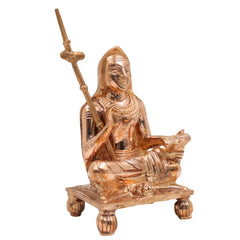 Handcrafted Bronze Adi Shankaracharya Idol | Panchaloha Jagadguru Shankara Murti | Advaita Vedanta Guru Statue in Chola Style for Pooja & Temple", Gold, 6.5 Inch, 1 Piece