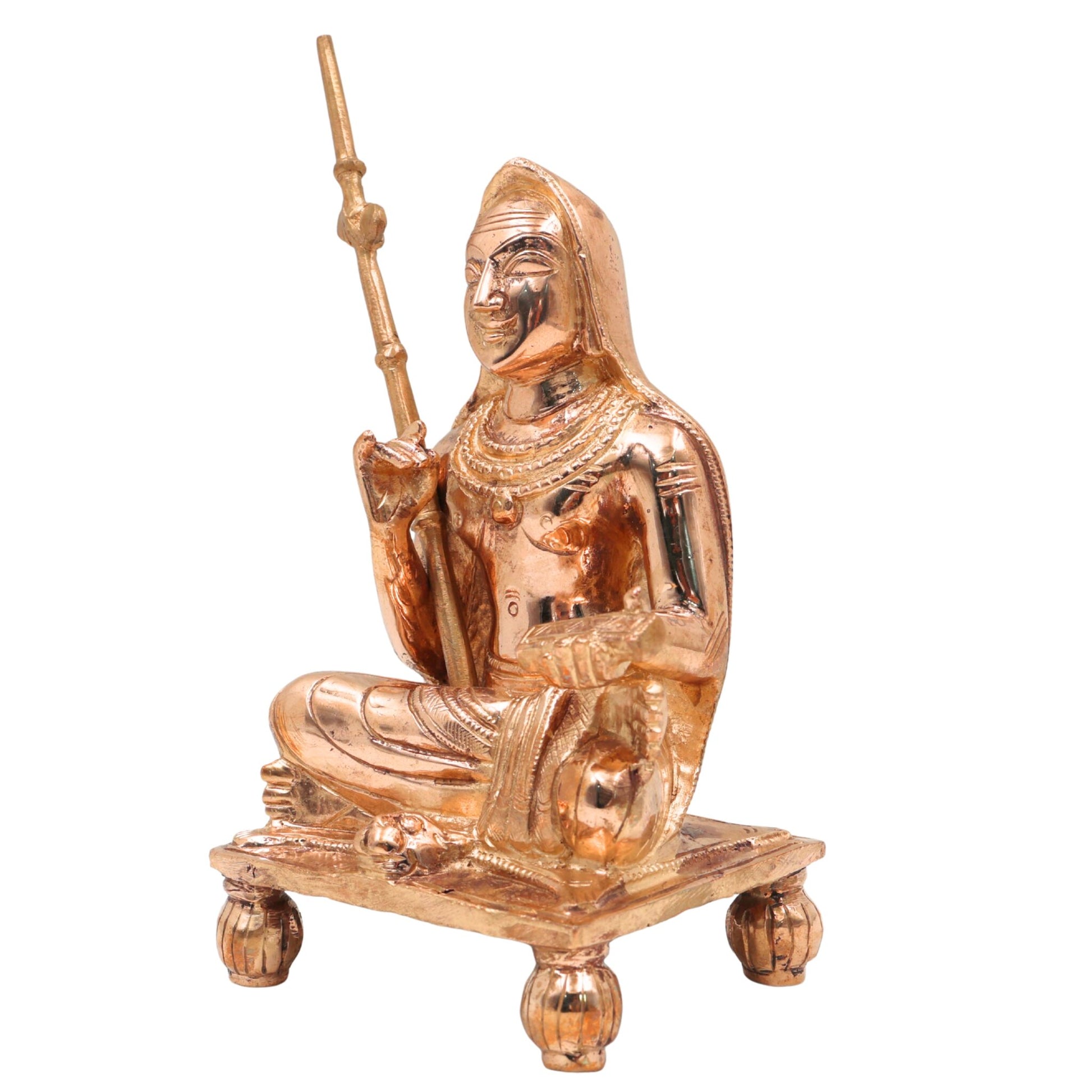 Handcrafted Bronze Adi Shankaracharya Idol | Panchaloha Jagadguru Shankara Murti | Advaita Vedanta Guru Statue in Chola Style for Pooja & Temple", Gold, 6.5 Inch, 1 Piece