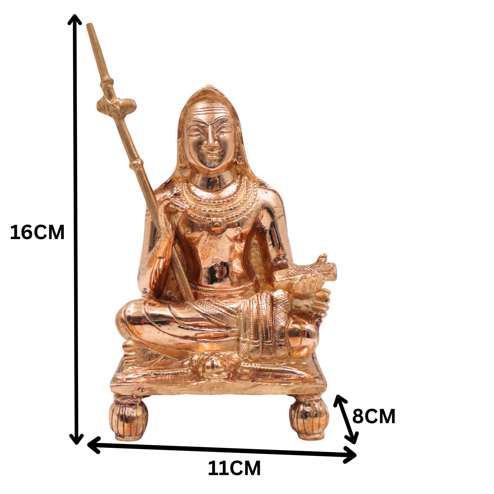 Handcrafted Bronze Adi Shankaracharya Idol | Panchaloha Jagadguru Shankara Murti | Advaita Vedanta Guru Statue in Chola Style for Pooja & Temple", Gold, 6.5 Inch, 1 Piece