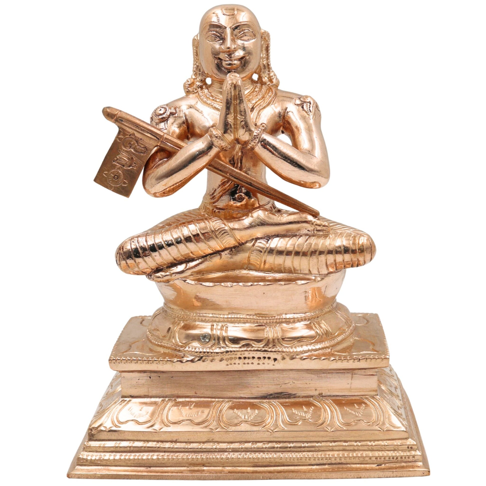 Bronze Handcrafted Ramanuja Idol Sri Ramanujacharya | Vishishtadvaita Acharya | Panchaloha Yatiraja Murti for Puja & Temple Décor, Gold, 7 Inch, 1 Piece