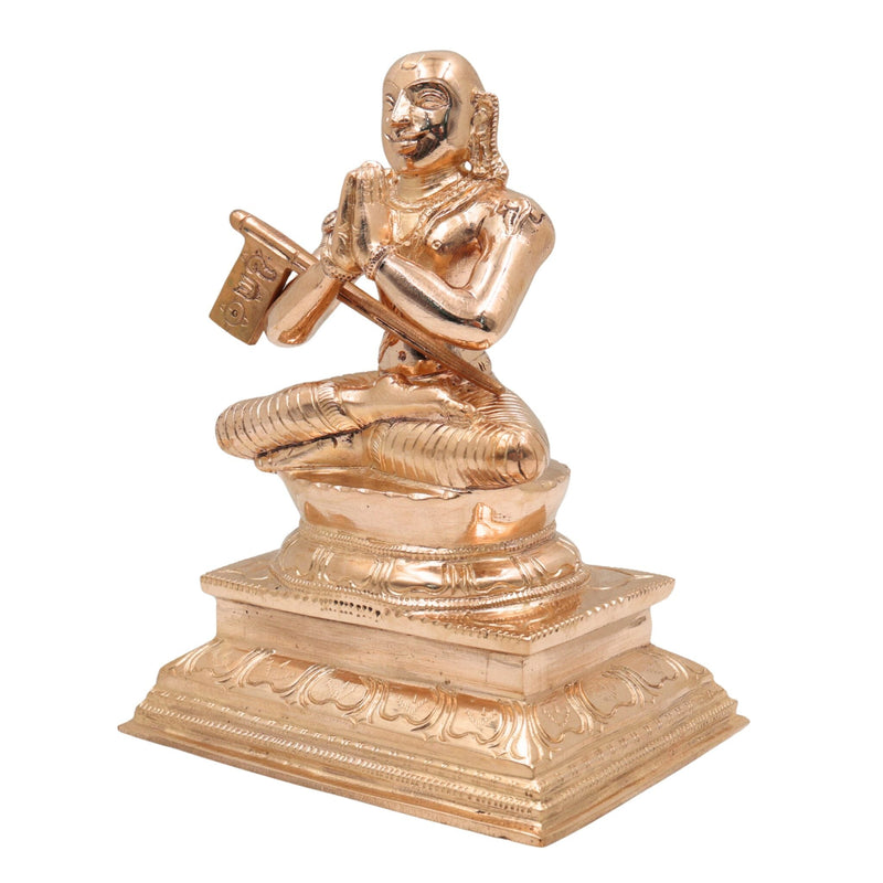 Bronze Handcrafted Ramanuja Idol Sri Ramanujacharya | Vishishtadvaita Acharya | Panchaloha Yatiraja Murti for Puja & Temple Décor, Gold, 7 Inch, 1 Piece