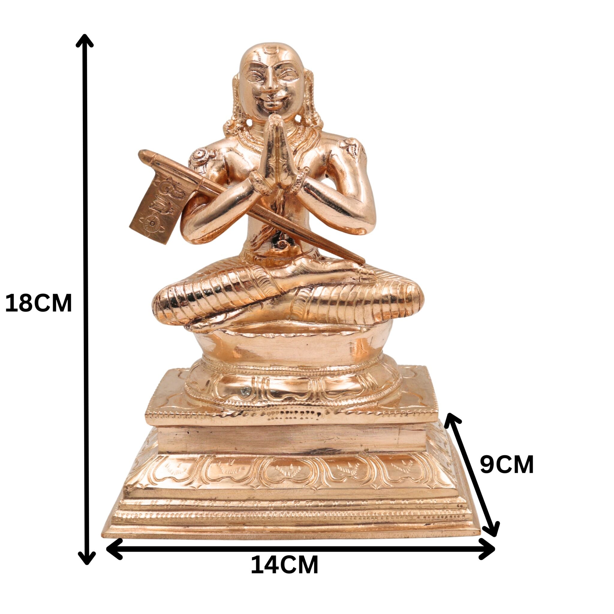 Bronze Handcrafted Ramanuja Idol Sri Ramanujacharya | Vishishtadvaita Acharya | Panchaloha Yatiraja Murti for Puja & Temple Décor, Gold, 7 Inch, 1 Piece