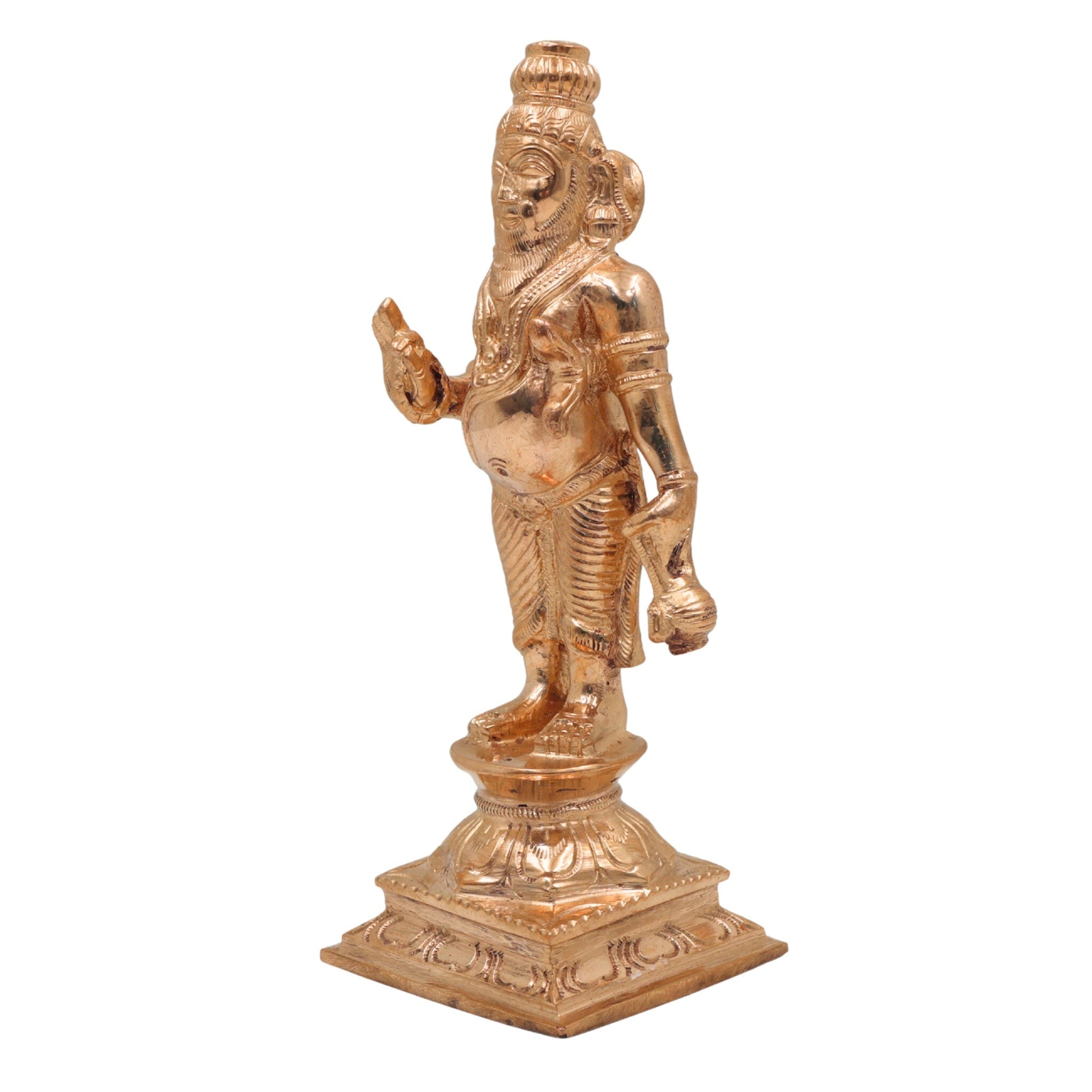 Bronze Agastya Idol – Handcrafted Panchaloha Sage Agasthya Muni Statue | Tamil Siddhar Agathiyar Sculpture in Chola Art Style, Gold, 8 Inch, 1 Piece
