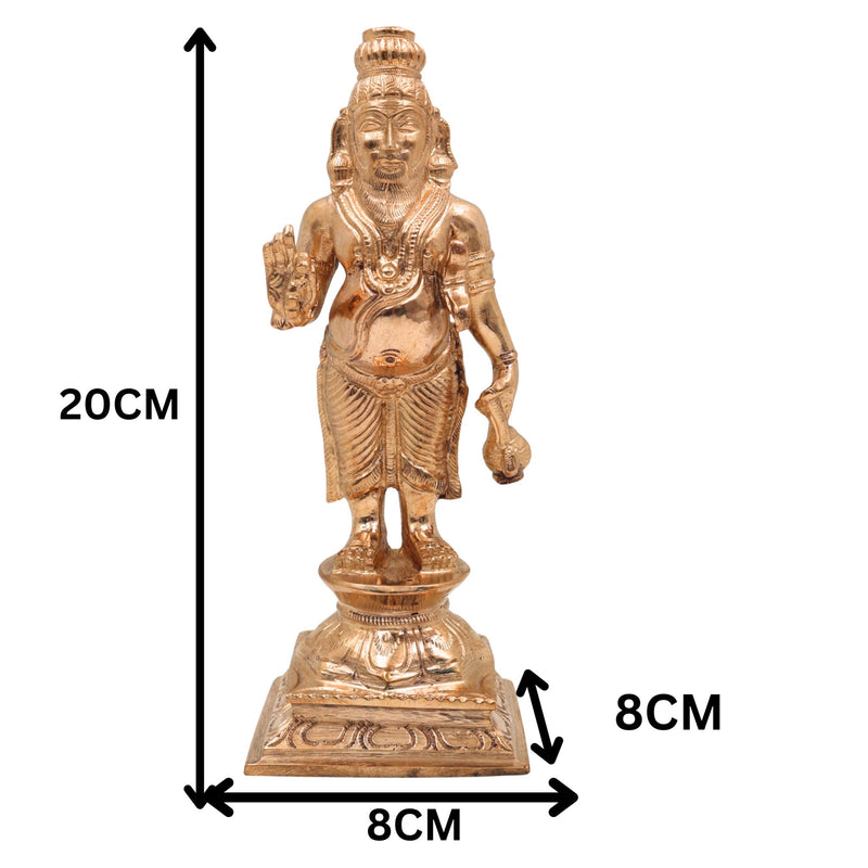Bronze Agastya Idol – Handcrafted Panchaloha Sage Agasthya Muni Statue | Tamil Siddhar Agathiyar Sculpture in Chola Art Style, Gold, 8 Inch, 1 Piece