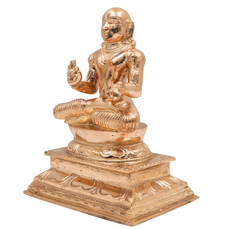 Bronze Handcrafted Madhvacharya Idol | Purnaprajna Anandatirtha Dvaita Acharya Statue in Panchaloha – Chola Art South Indian Sculpture, Gold, 7 Inch, 1 Piece