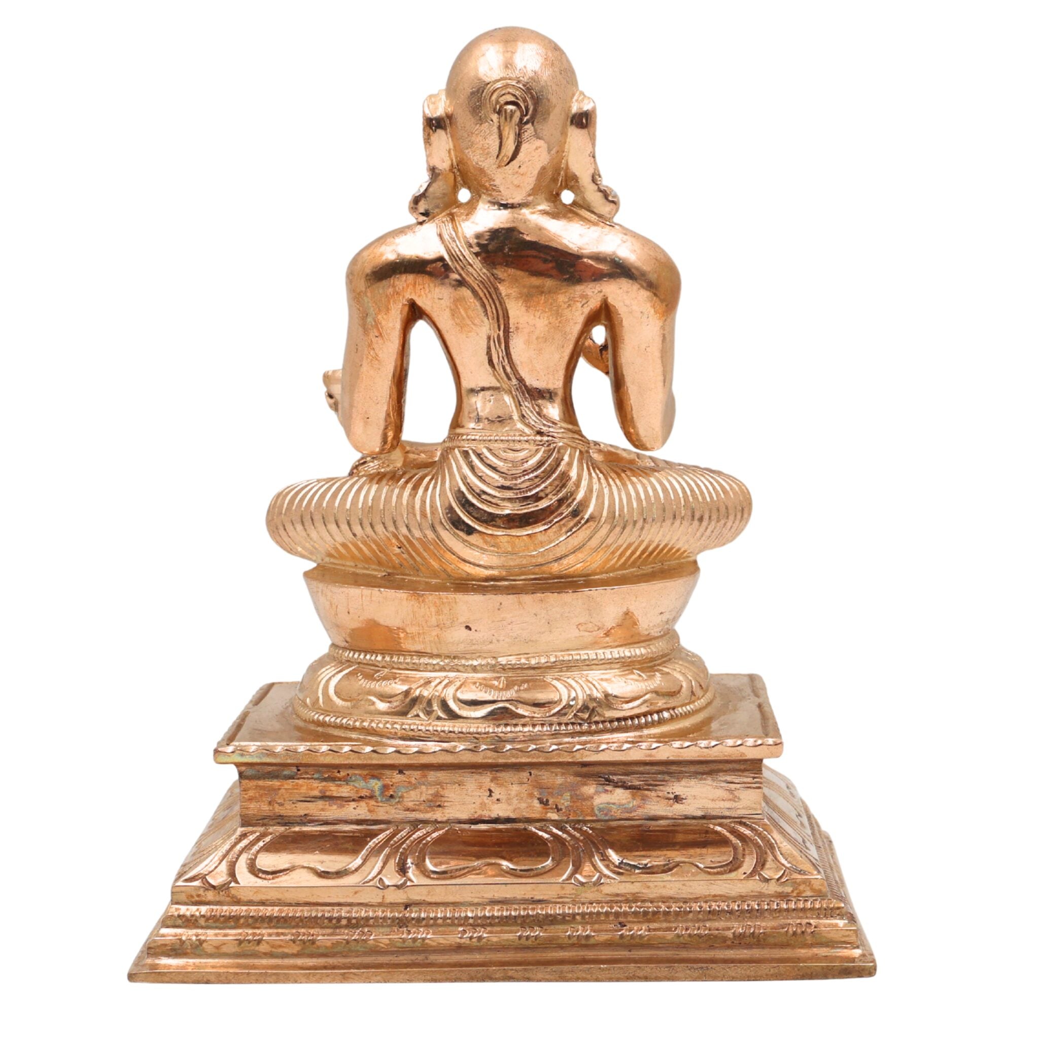 Bronze Handcrafted Madhvacharya Idol | Purnaprajna Anandatirtha Dvaita Acharya Statue in Panchaloha – Chola Art South Indian Sculpture, Gold, 7 Inch, 1 Piece