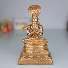Handcrafted Bronze Manavala Mamunigal Idol | Panchaloha Varavaramuni Acharya Statue | South Indian Vaishnava Guru Swamy Vigraham, Gold, 8.5 Inch, 1 Piece