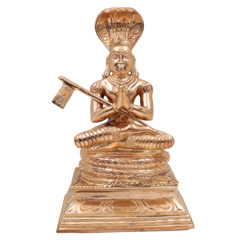 Handcrafted Bronze Manavala Mamunigal Idol | Panchaloha Varavaramuni Acharya Statue | South Indian Vaishnava Guru Swamy Vigraham, Gold, 8.5 Inch, 1 Piece