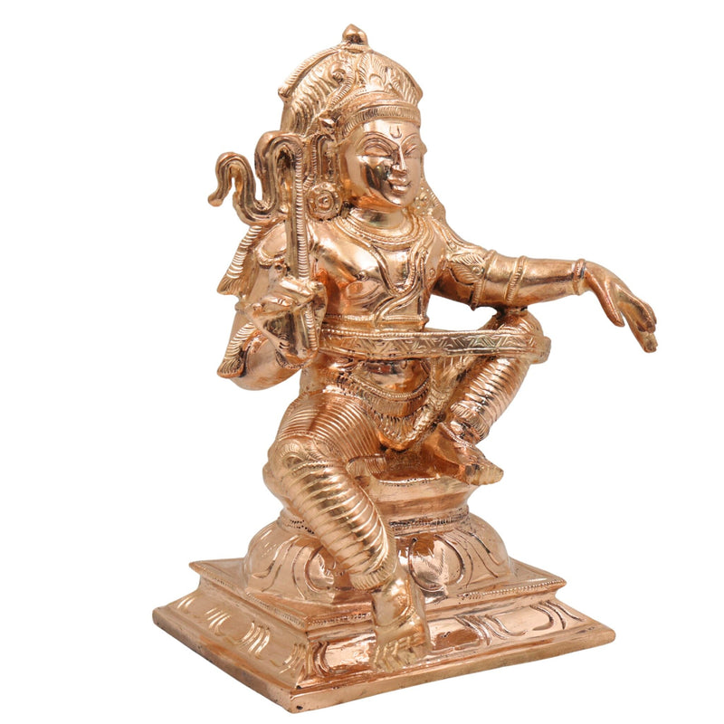 Bronze Aiyanar Swamy Idol | Panchaloha Dharma Shasta Silai | Handcrafted South Indian Kaval Deivam Sculpture, Gold, 9.5 Inch, 1 Piece
