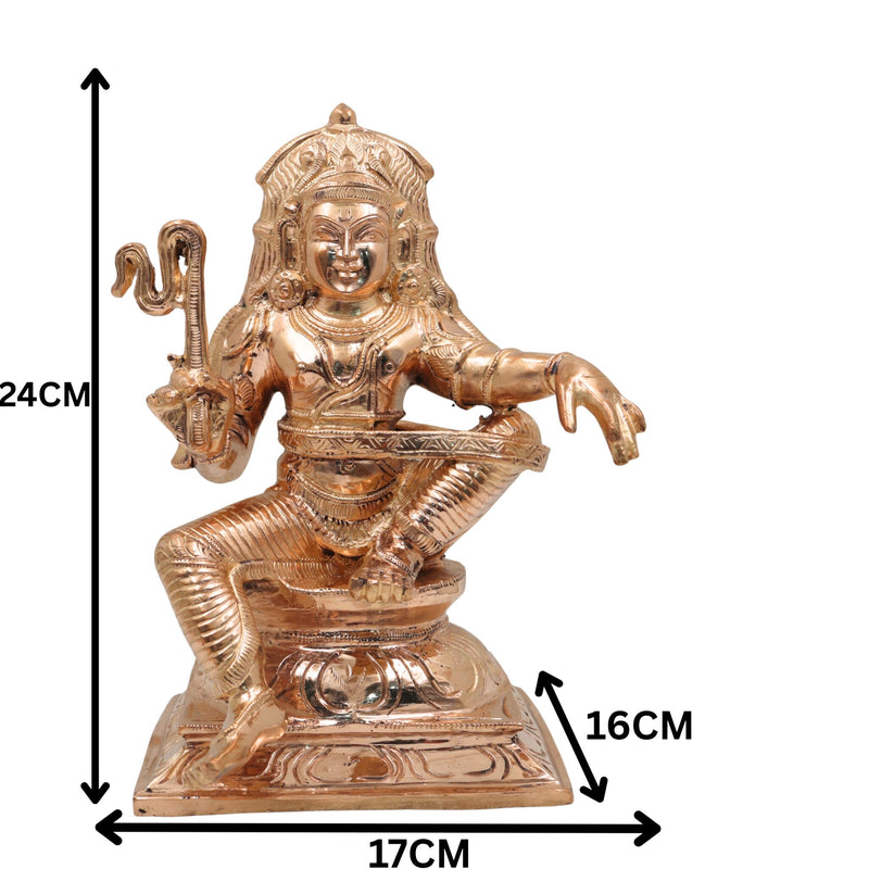 Bronze Aiyanar Swamy Idol | Panchaloha Dharma Shasta Silai | Handcrafted South Indian Kaval Deivam Sculpture, Gold, 9.5 Inch, 1 Piece