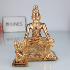 Traditional Bronze Agastya Rishi Idol | Panchaloha Siddhar Agastiar Murti | Handcrafted Chola Art Sage Sculpture for Pooja & Home Temple, Gold, 6 Inch, 1 Piece