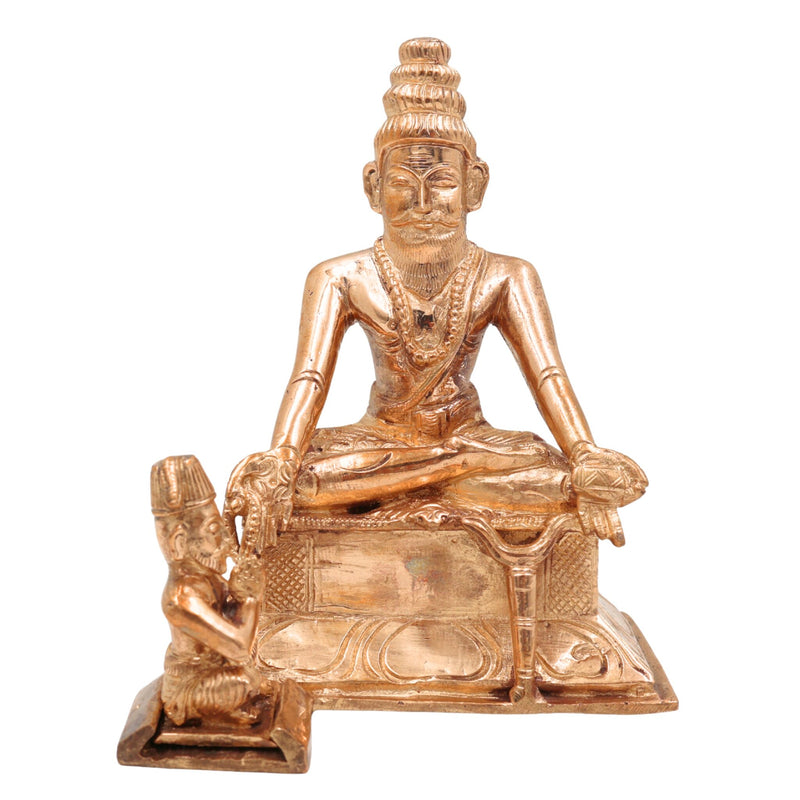 Traditional Bronze Agastya Rishi Idol | Panchaloha Siddhar Agastiar Murti | Handcrafted Chola Art Sage Sculpture for Pooja & Home Temple, Gold, 6 Inch, 1 Piece