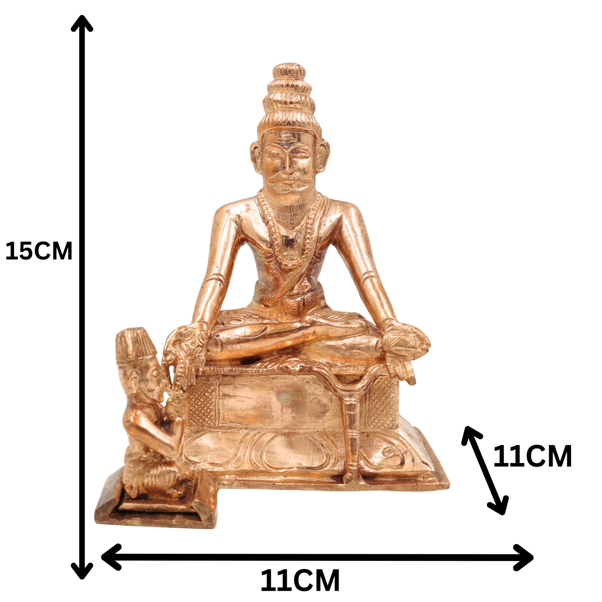 Traditional Bronze Agastya Rishi Idol | Panchaloha Siddhar Agastiar Murti | Handcrafted Chola Art Sage Sculpture for Pooja & Home Temple, Gold, 6 Inch, 1 Piece
