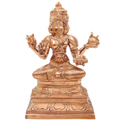 Handcrafted Bronze Chaturmukha Brahma Idol | Panchaloha Hiranyagarbha Prajapati Murti | Four-Faced Kamalasan Creator God Statue for Pooja, Temple & Vastu Decor, Gold, 6.5 Inch, 1 Piece