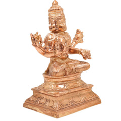 Handcrafted Bronze Chaturmukha Brahma Idol | Panchaloha Hiranyagarbha Prajapati Murti | Four-Faced Kamalasan Creator God Statue for Pooja, Temple & Vastu Decor, Gold, 6.5 Inch, 1 Piece