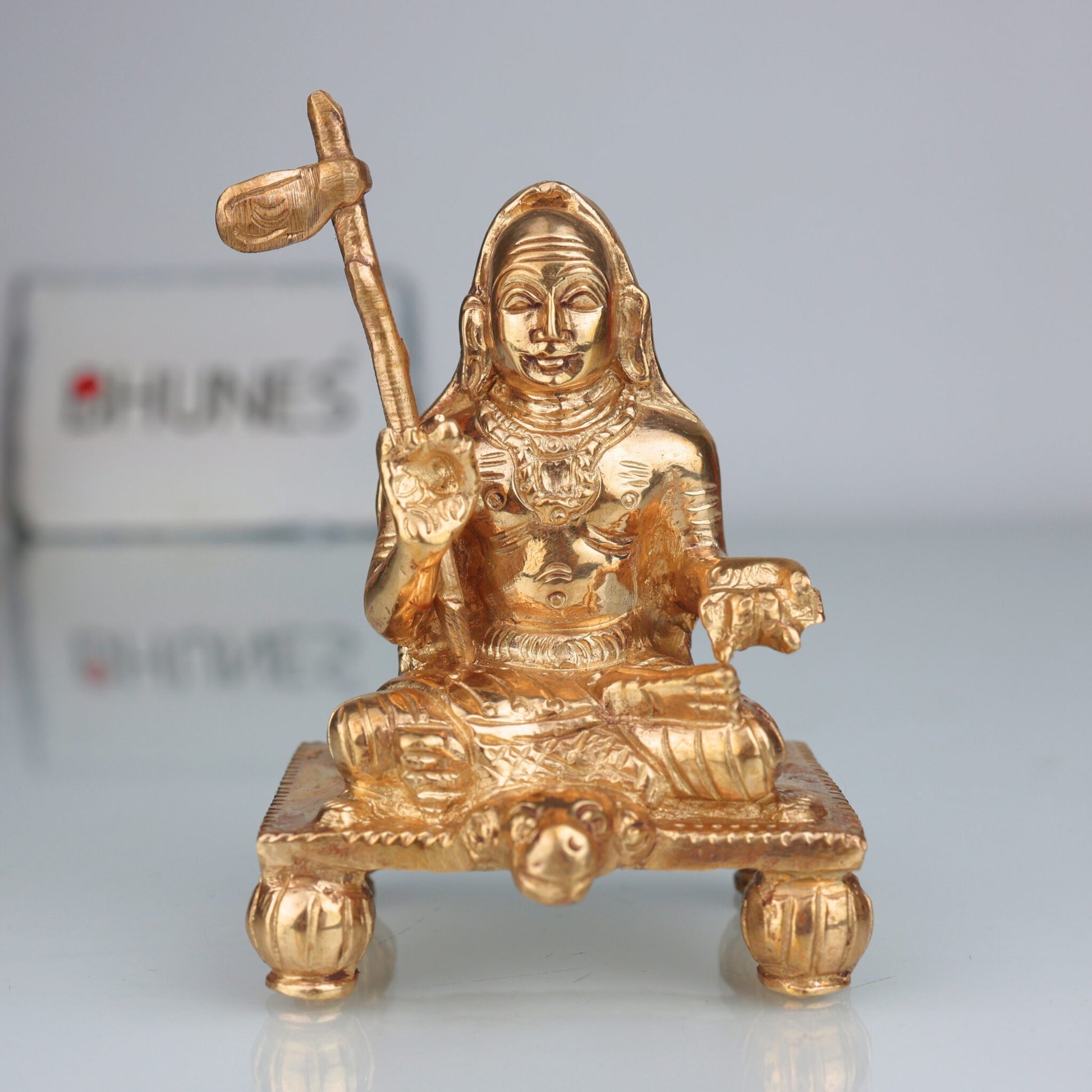 Handcrafted Bronze Adi Shankaracharya Idol – Panchaloha Vedanta Guru Murti | Shankara Bhagavatpada | Advaita Acharya Statue for Pooja & Decor, Gold, 4 Inch, 1 Piece