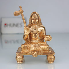 Handcrafted Bronze Adi Shankaracharya Idol – Panchaloha Vedanta Guru Murti | Shankara Bhagavatpada | Advaita Acharya Statue for Pooja & Decor, Gold, 4 Inch, 1 Piece