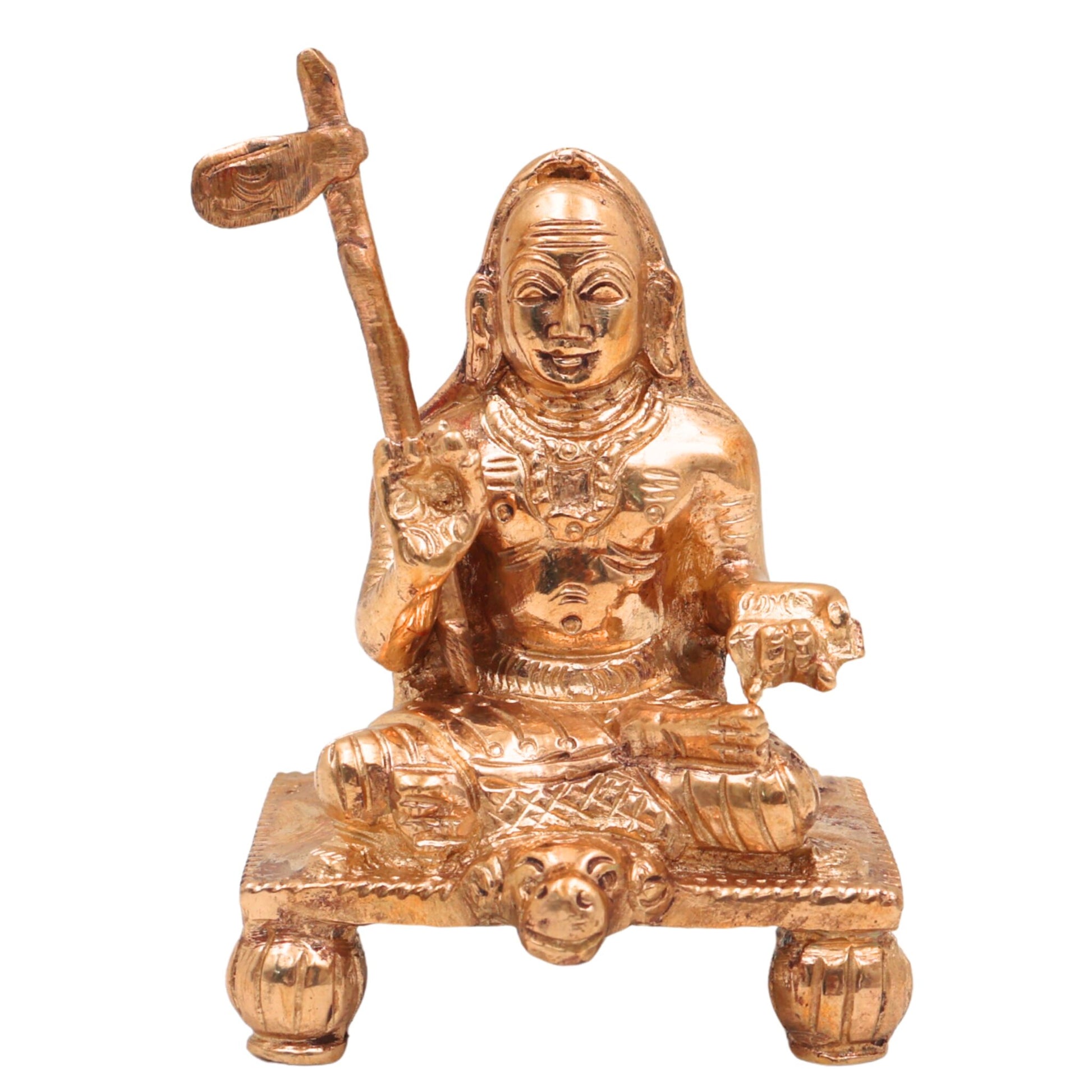 Handcrafted Bronze Adi Shankaracharya Idol – Panchaloha Vedanta Guru Murti | Shankara Bhagavatpada | Advaita Acharya Statue for Pooja & Decor, Gold, 4 Inch, 1 Piece