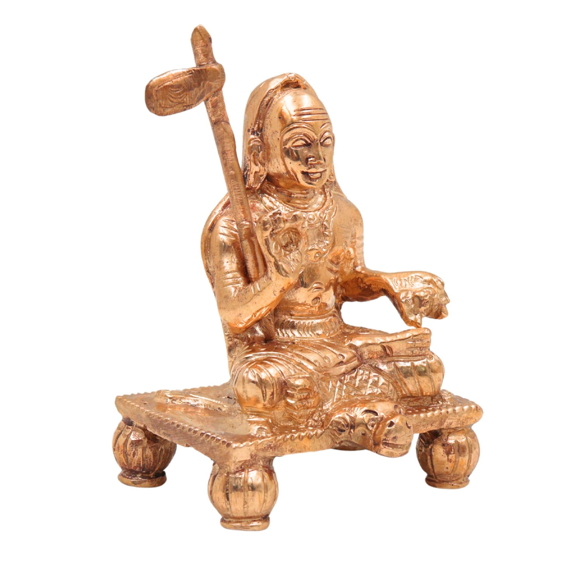 Handcrafted Bronze Adi Shankaracharya Idol – Panchaloha Vedanta Guru Murti | Shankara Bhagavatpada | Advaita Acharya Statue for Pooja & Decor, Gold, 4 Inch, 1 Piece