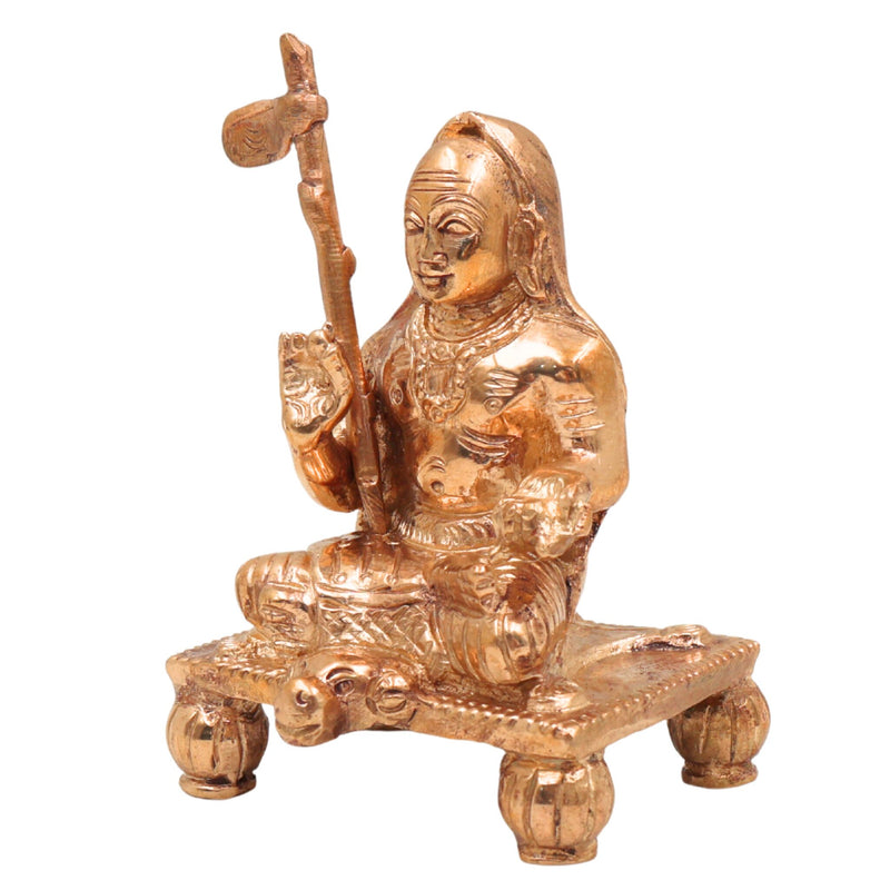Handcrafted Bronze Adi Shankaracharya Idol – Panchaloha Vedanta Guru Murti | Shankara Bhagavatpada | Advaita Acharya Statue for Pooja & Decor, Gold, 4 Inch, 1 Piece