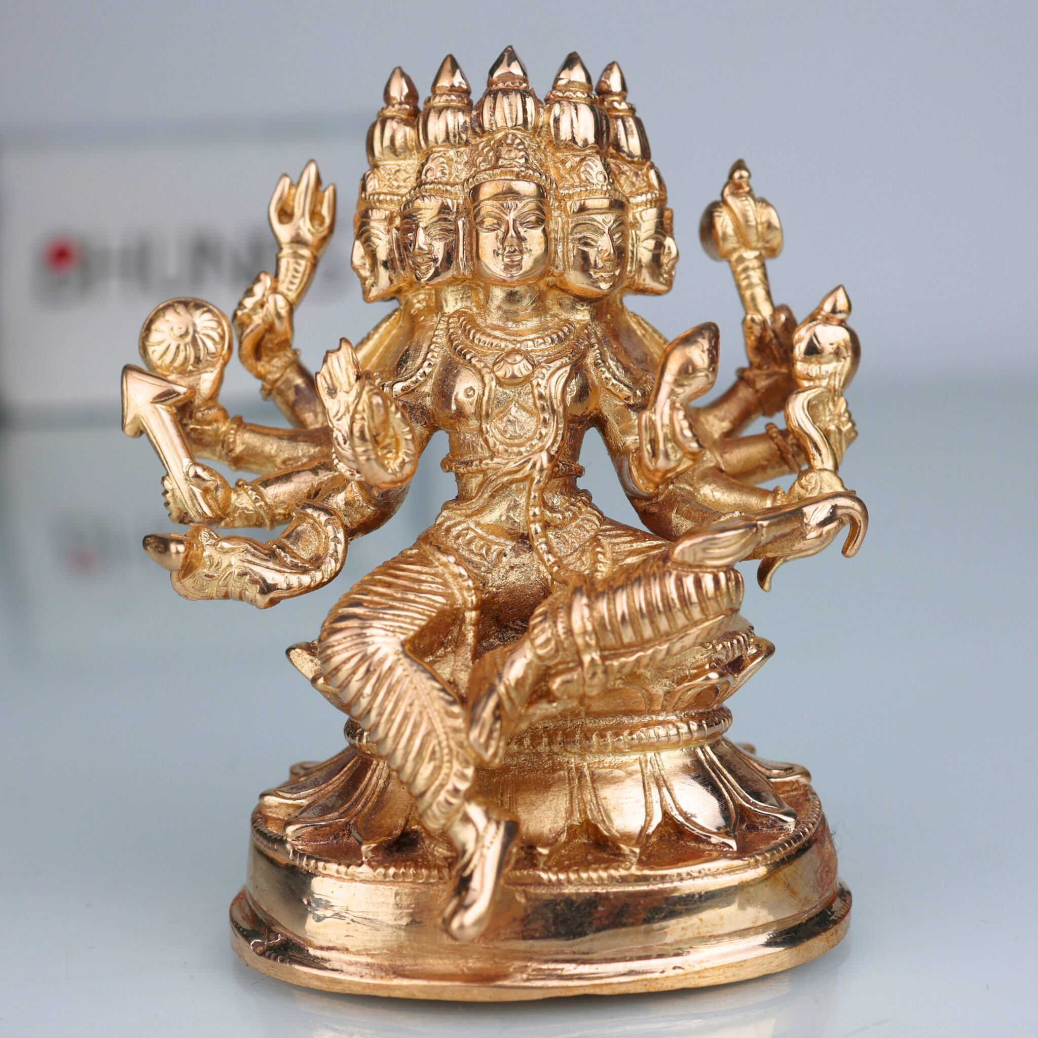Handcrafted Bronze Vishwakarma Idol | Panchaloha Lord Vishwakarma Murti | Panchaloha Lord Vishwakarma Murti | Vishvakarman Bhagwan for Pooja, Temple & Factory Worship, Gold, 3.5 Inch, 1 Piece