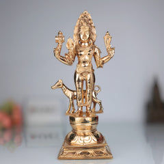 Bronze Kala Bhairava Idol – Panchaloha Kaal Bhairav Murti | Handcrafted South Indian Bhairava Statue | Bhairava Swamy, Kshetrapalaka, Ashta Bhairava Sculpture for Puja & Temple, Gold, 12.5 Inch, 1 Piece