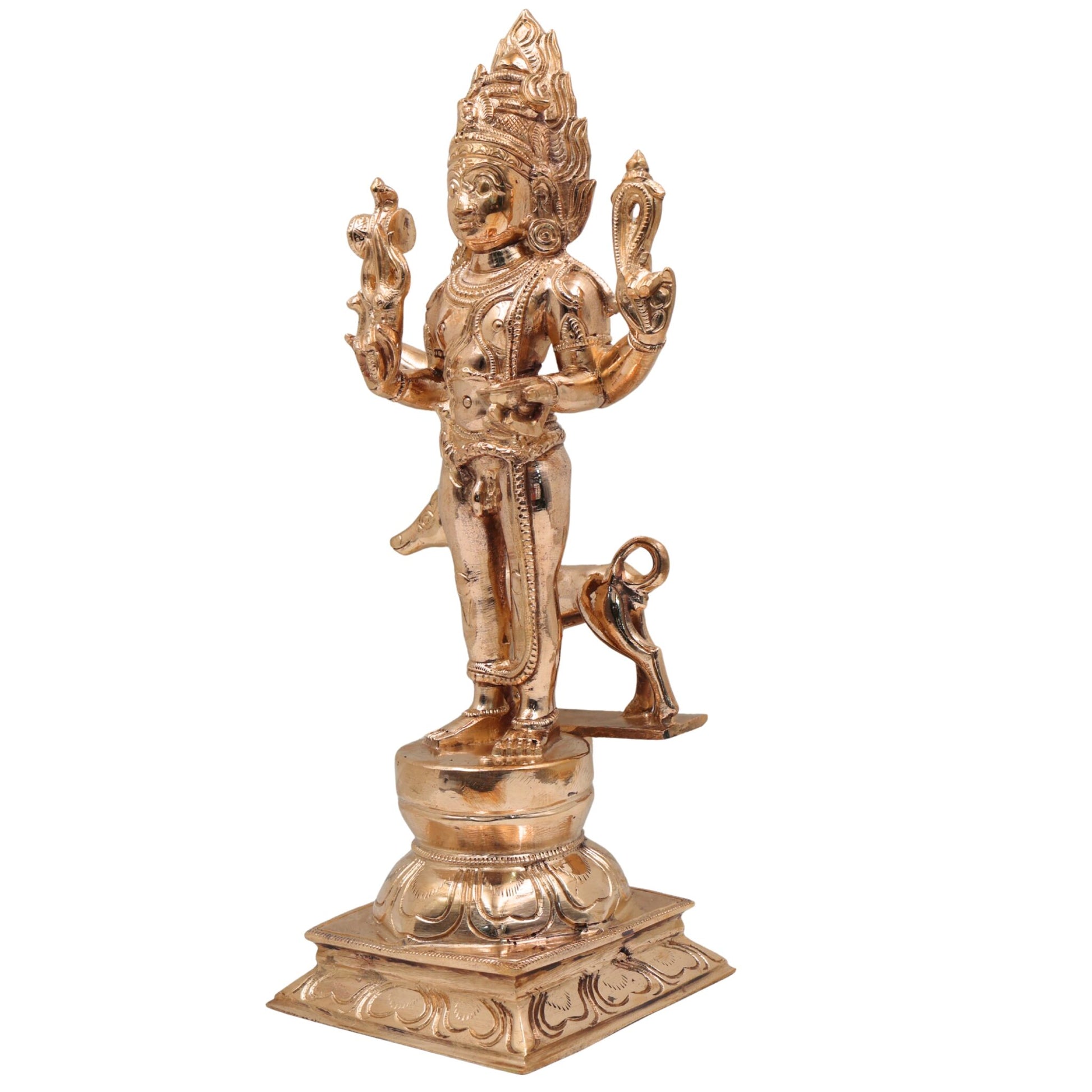Bronze Kala Bhairava Idol – Panchaloha Kaal Bhairav Murti | Handcrafted South Indian Bhairava Statue | Bhairava Swamy, Kshetrapalaka, Ashta Bhairava Sculpture for Puja & Temple, Gold, 12.5 Inch, 1 Piece
