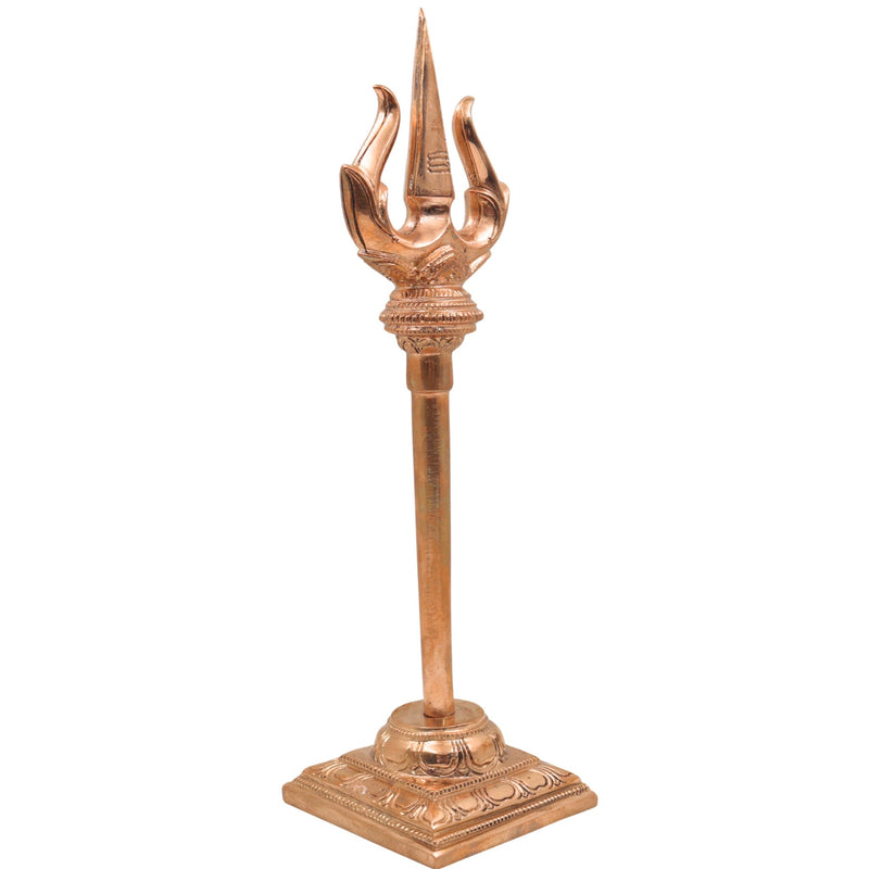Bronze Handcrafted Trishul of Lord Shiva, Panchaloha Shiva Trident, Kanchu Trishul for Pooja, Vastu & Temple Decor, Gold, 12.5 Inch, 1 Piece