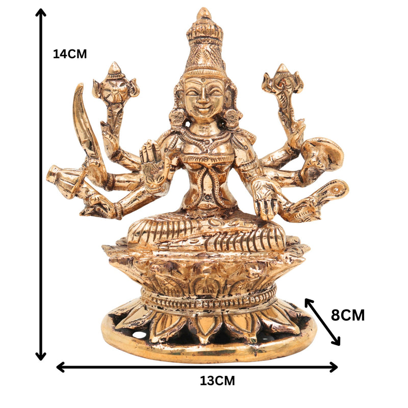 Handcrafted Bronze Ashta  Lakshmi Idol Set – Panchaloha Asta Laxmi Murti in Chola Art | Kanchu / Pittalai South Indian Temple Style Statues, Gold, 5.5 Inch, 8 Piece